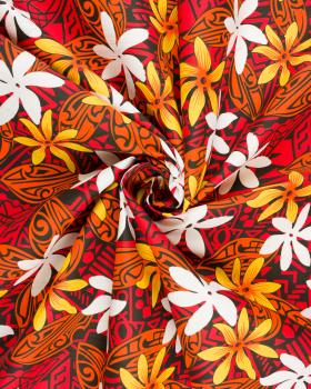 Polynesian fabric TIARE Red - Tissushop